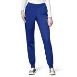 5555P Petite W123 by WonderWink - Comfort Waist Cargo Jogger Scrub Pants - Inseam: 28"